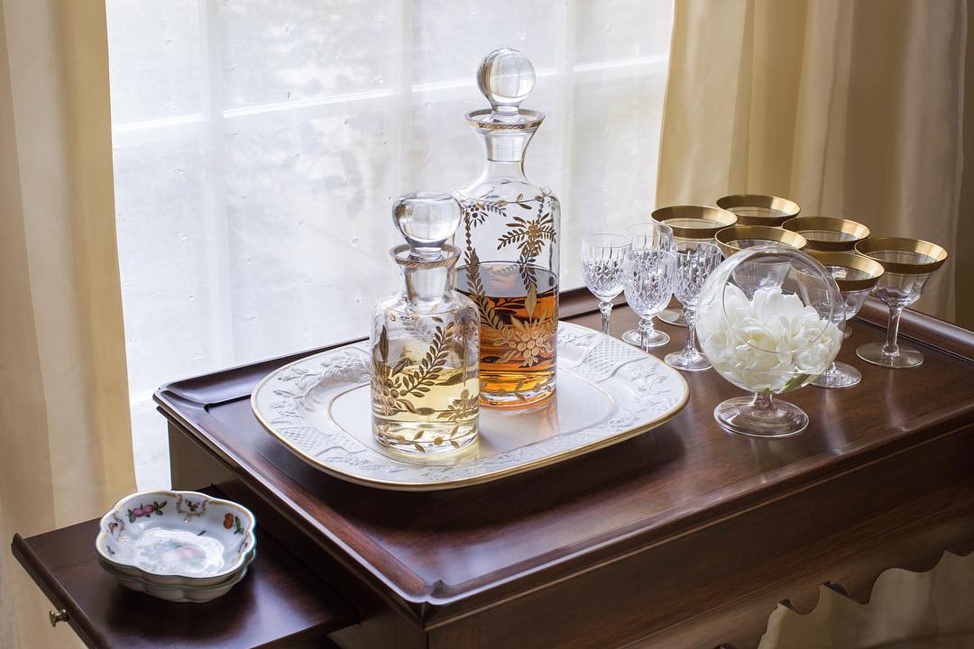 Tall Gilded Glass Decanter