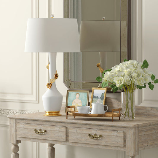 Avril Crackle French White Gold Lamp, Melea Markell