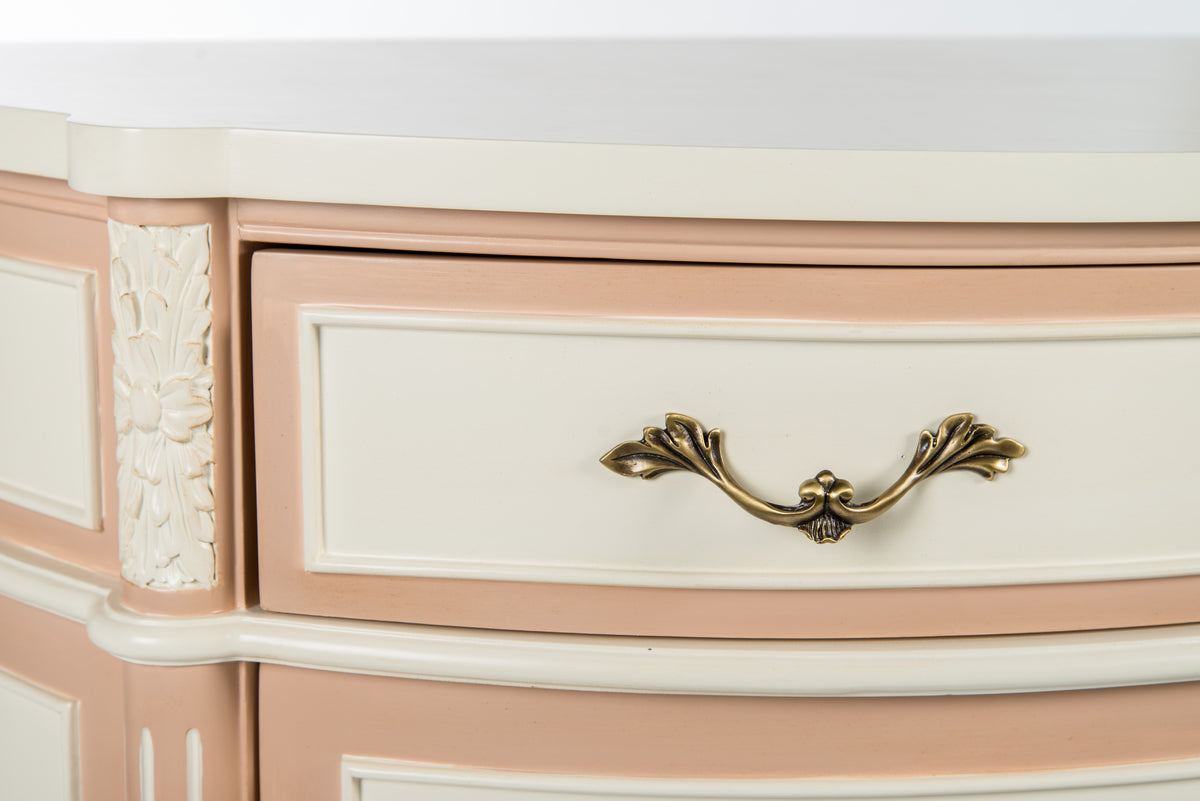 Pink Commode Antique Cream - Pink Commode - Parisian Style Dresser - Melea Markell