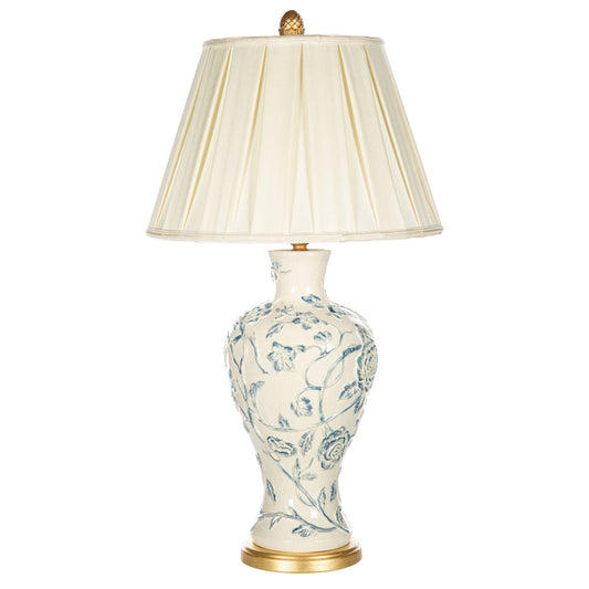 Chrysanthemum Blue Couture Table Lamp, Melea Markell